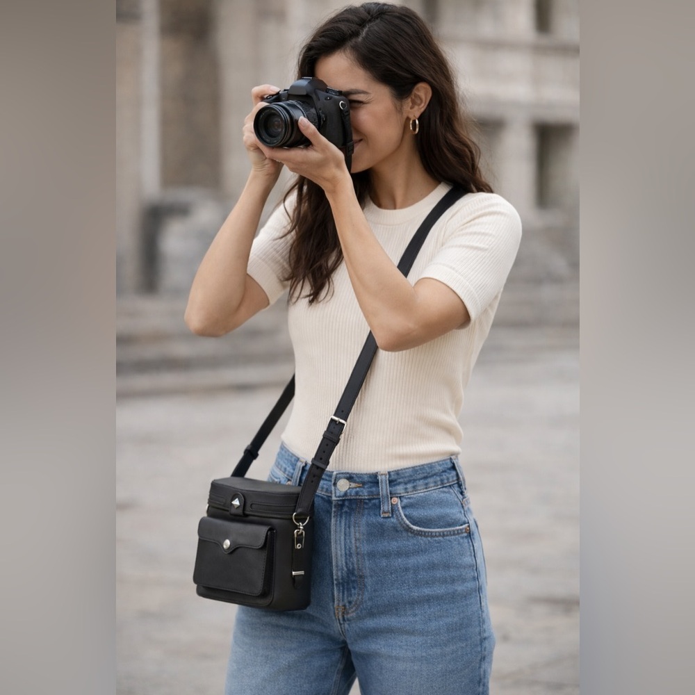 Rebecca Minkoff Craig Black Leather Camera Bag - Picture 1 of 16